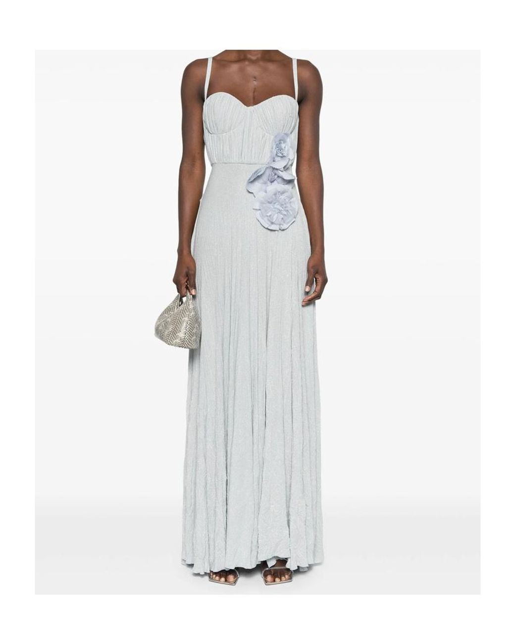 Elisabetta Franchi White Embroidered Flower Carpet Dress