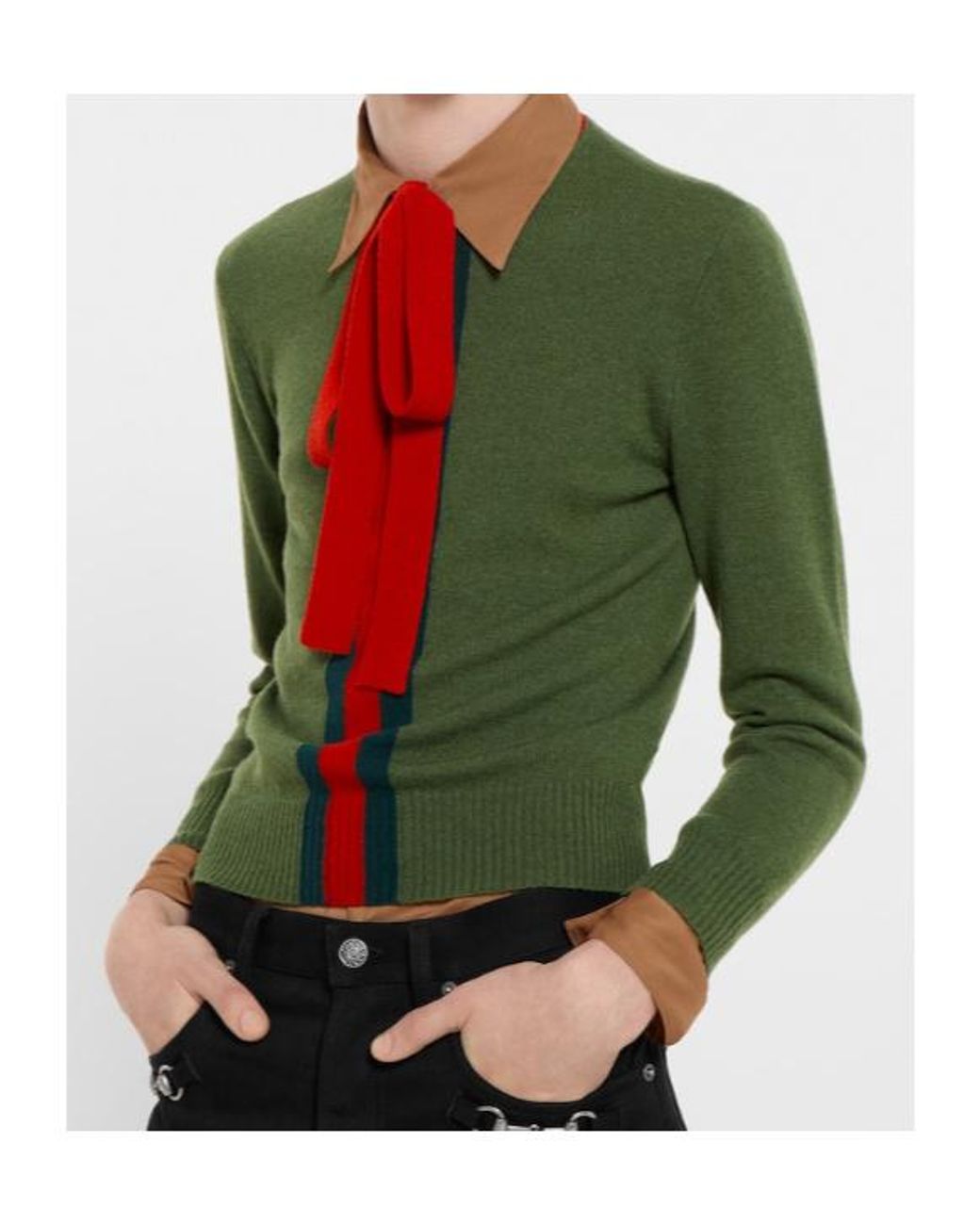 Gucci Green Knit Cashmere Sweater With Ribbon for men