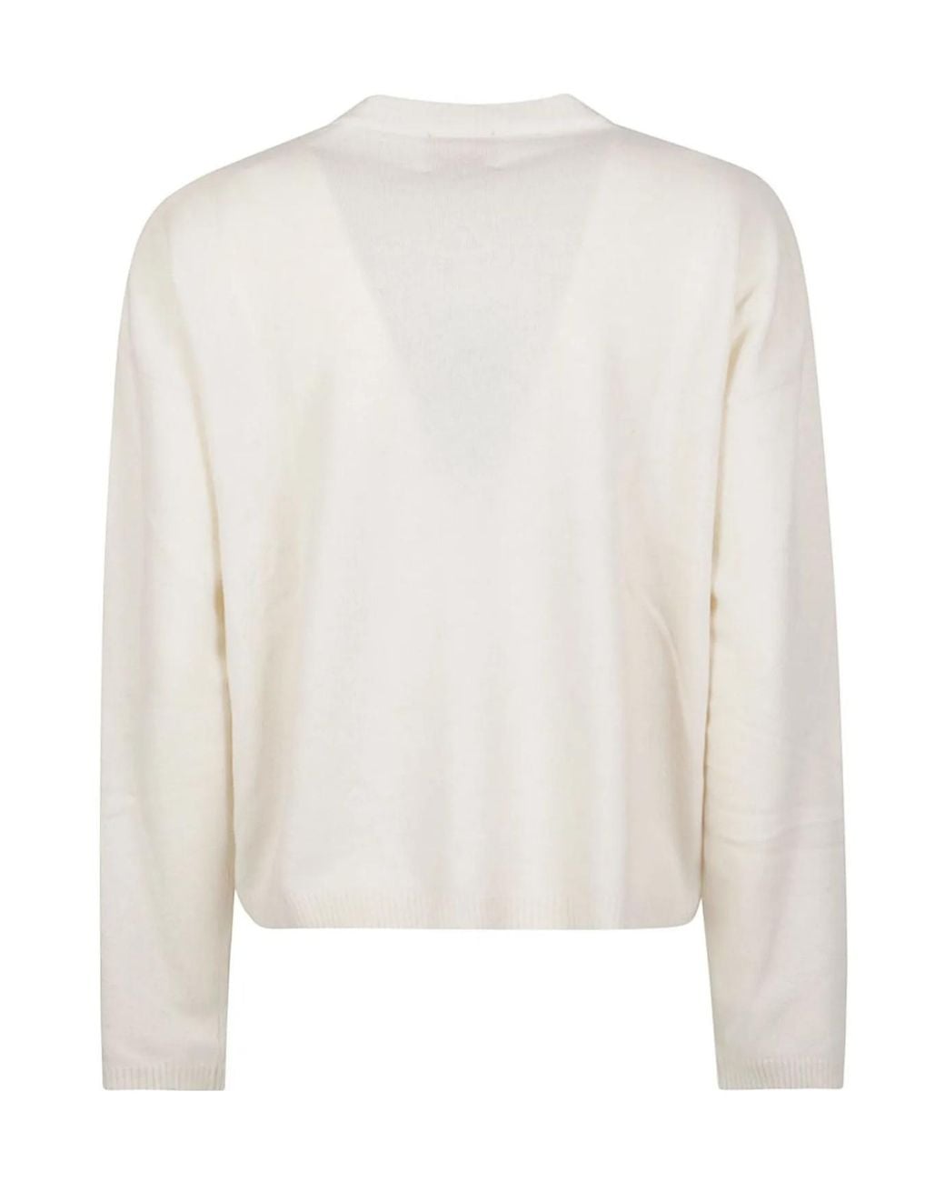 Woolrich White Cropped Crew-Neck Knitted Sweater