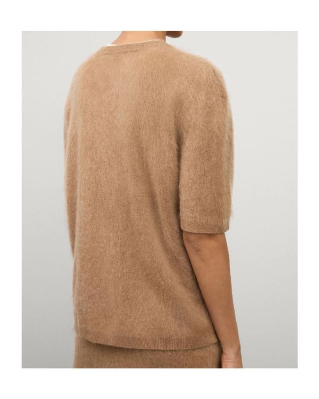 Lisa Yang Brown Maren Brushed Short-Sleeve Knitted Sweater