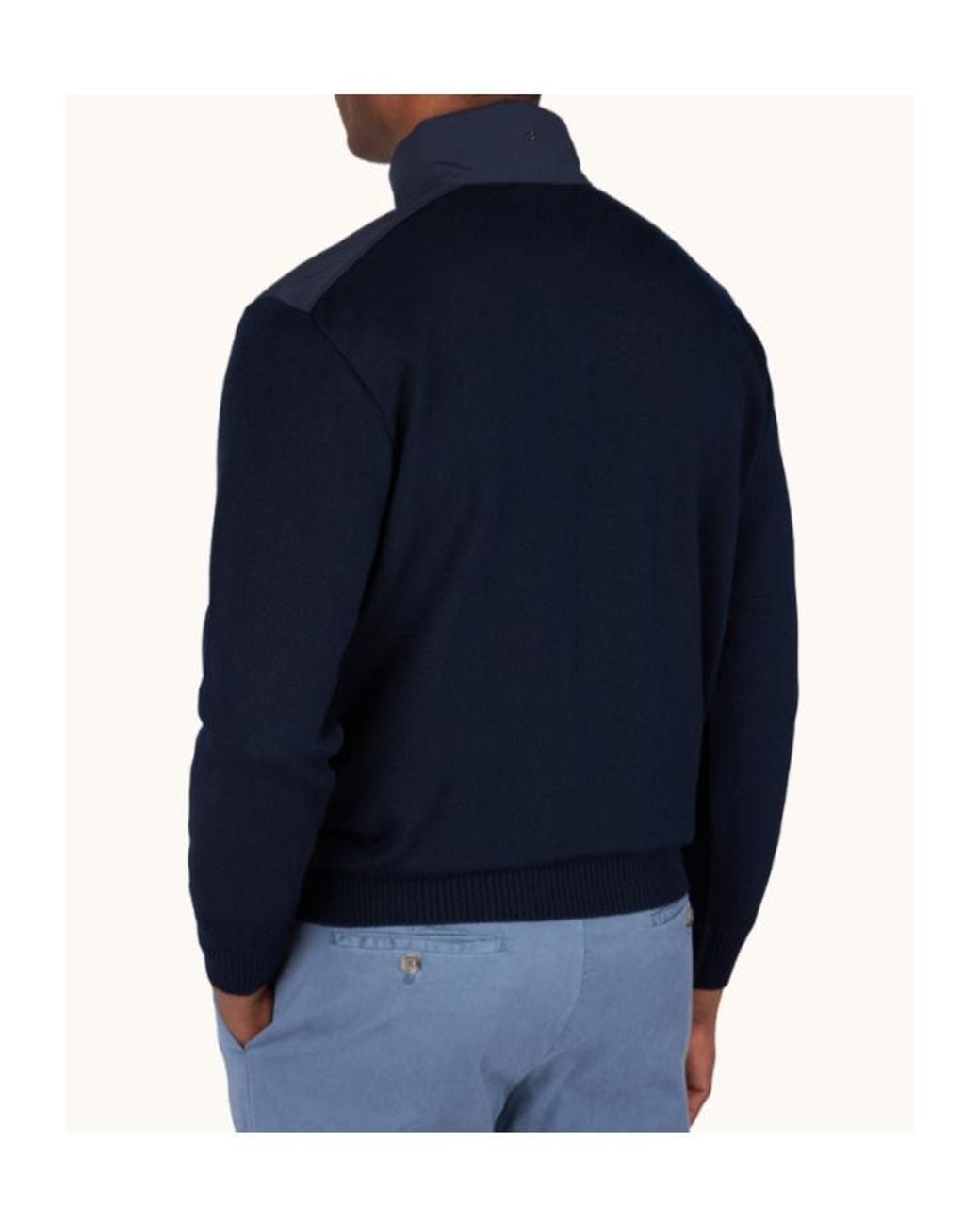 Paul & Shark Blue Contrast Panel Half-Zip Knitted Sweater for men