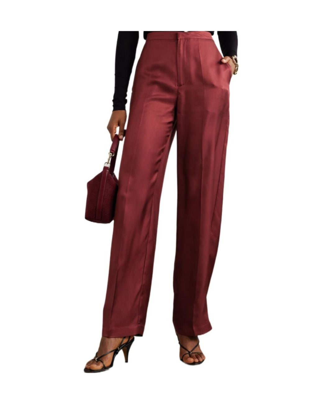 Loulou de Saison Red Fafila Silk-Twill Wide-Leg Pants