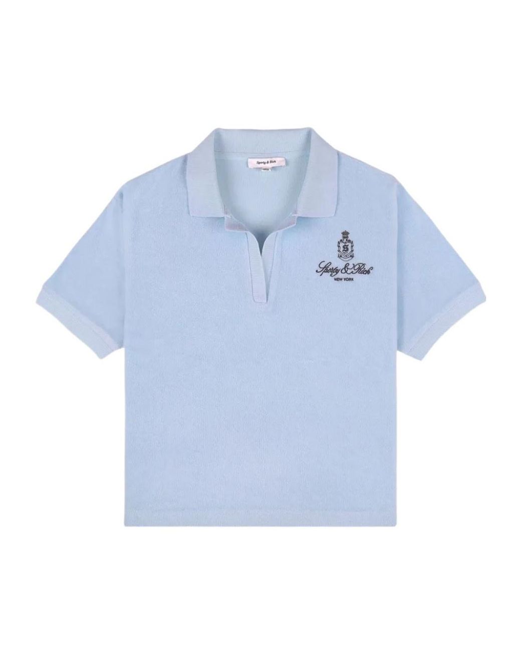 Sporty & Rich Blue Logo-Embroidered Short-Sleeve Polo Shirt