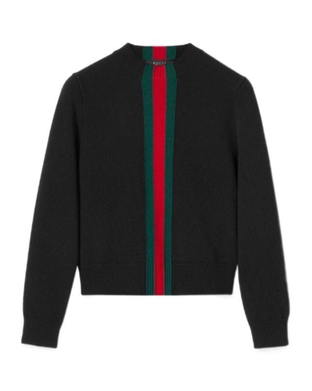 Gucci Black Fine Knit Wool Sweater With Web for men