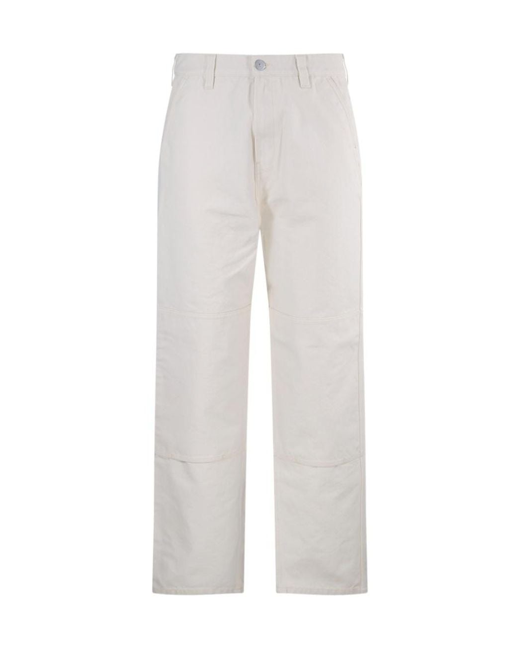 Stone Island White Logo-Printed Mid-Rise Trousers for men