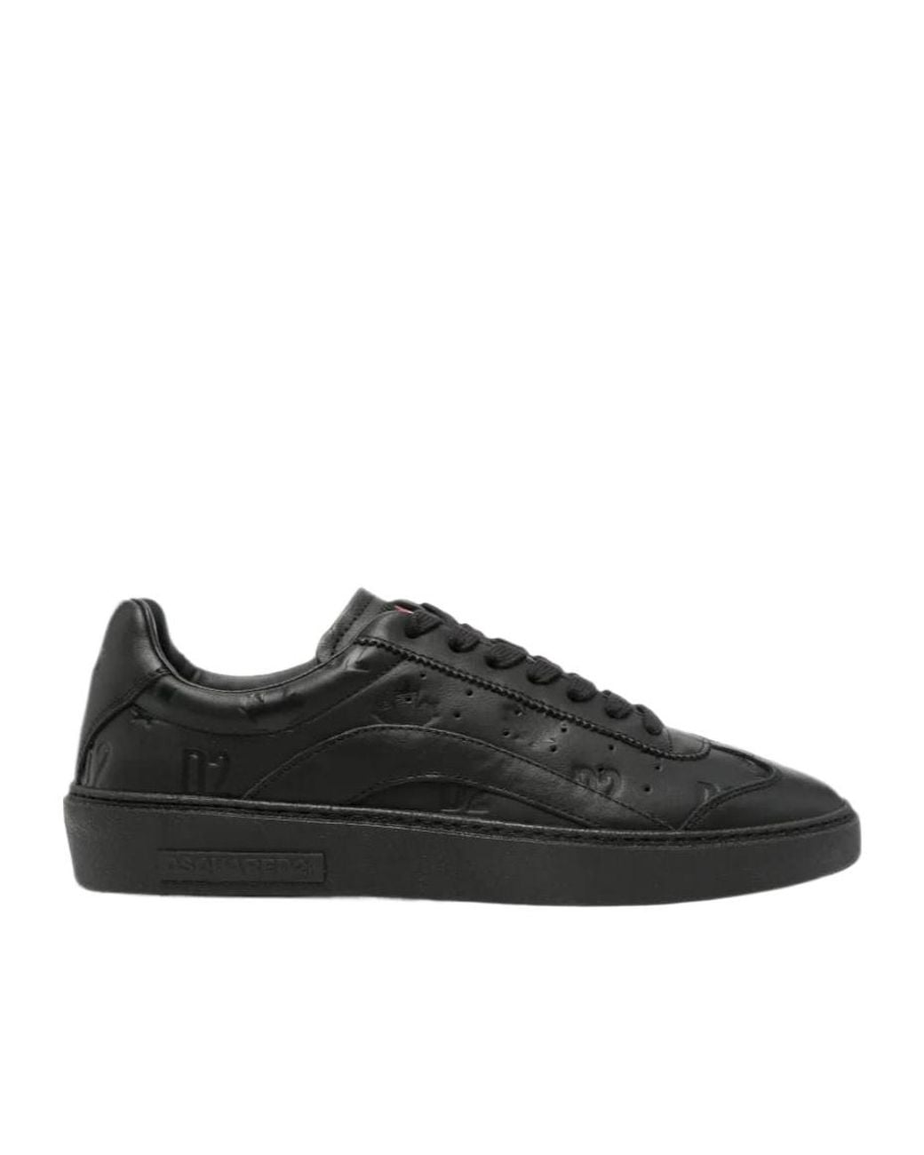 DSquared² Black Rider Logo-Embossed Leather Sneakers for men