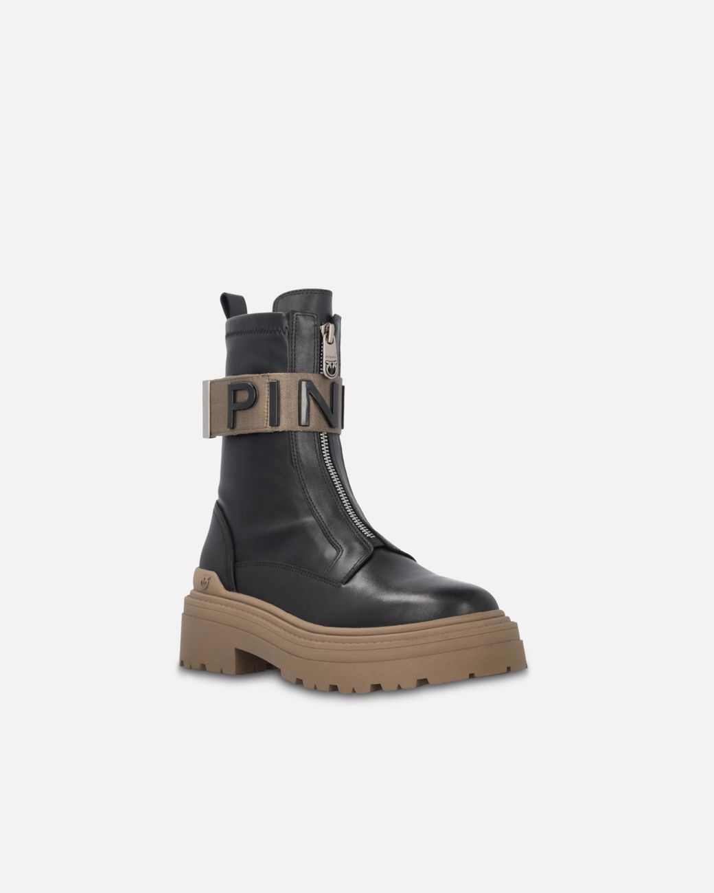 Pinko Black Logo Detailed Zipped Ankle Boots