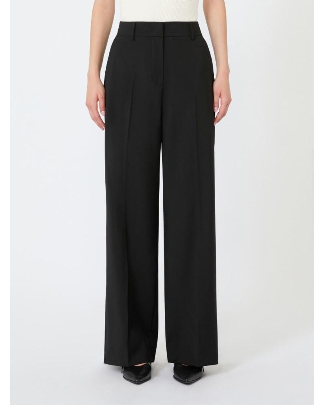 Weekend by Maxmara Black Visivo Pressed-Crease Wide-Leg Trousers