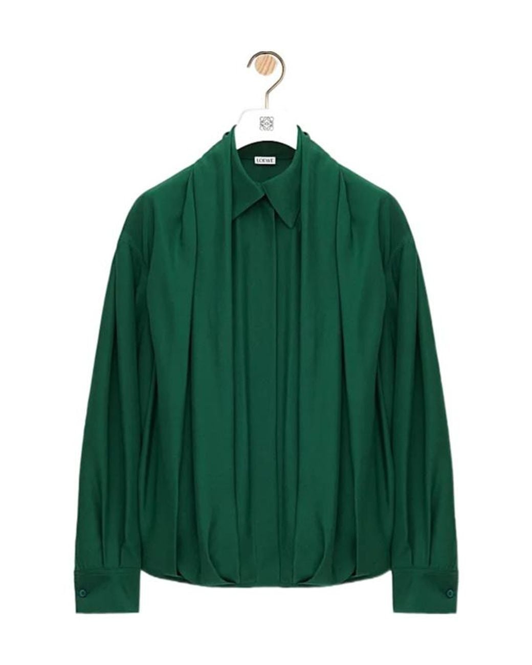Loewe Green Charmeuse Balloon Button-Down Shirt