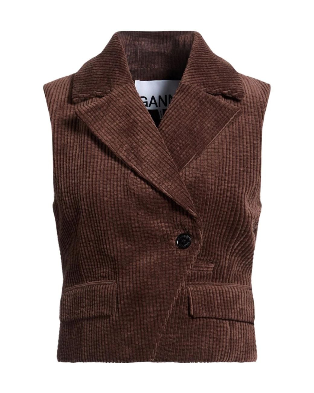 Ganni Brown Solid-Colored Corduroy Jacket