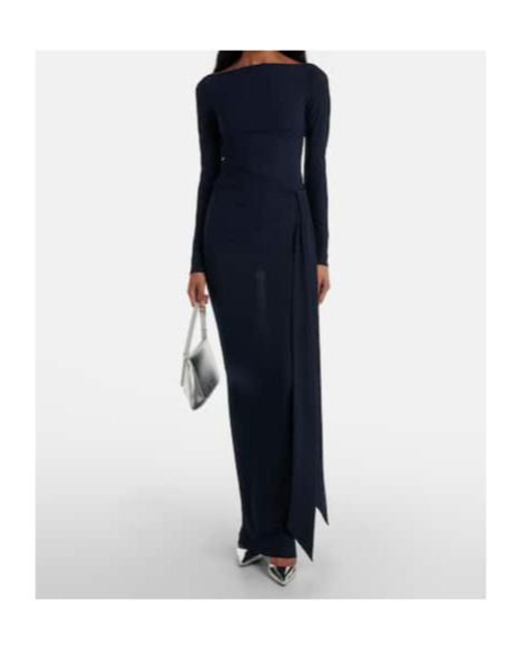 Alex Perry Blue Semi-Sheer Gathered Gown