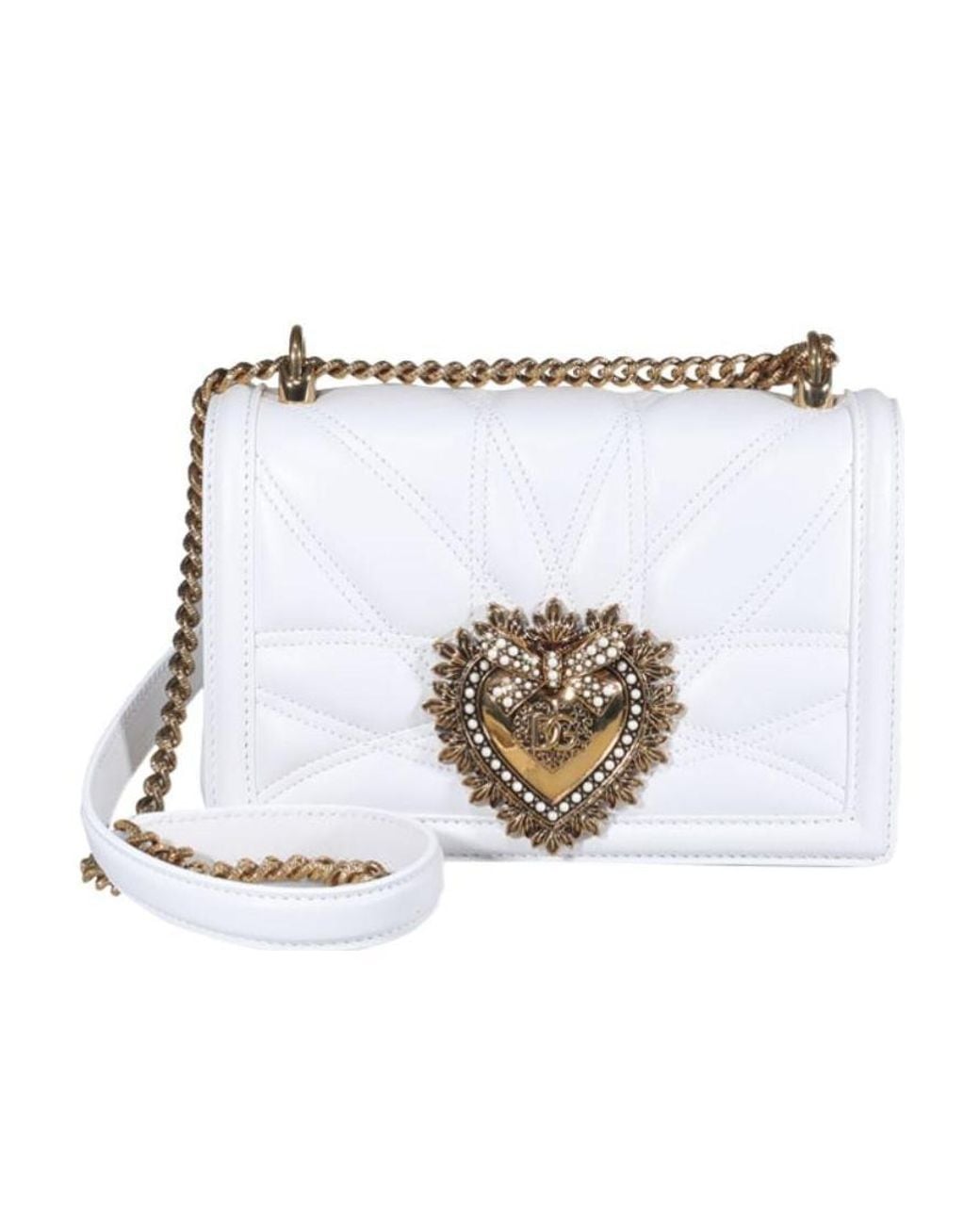 Dolce & Gabbana White Devotion Logo Plaque Shoulder Bag