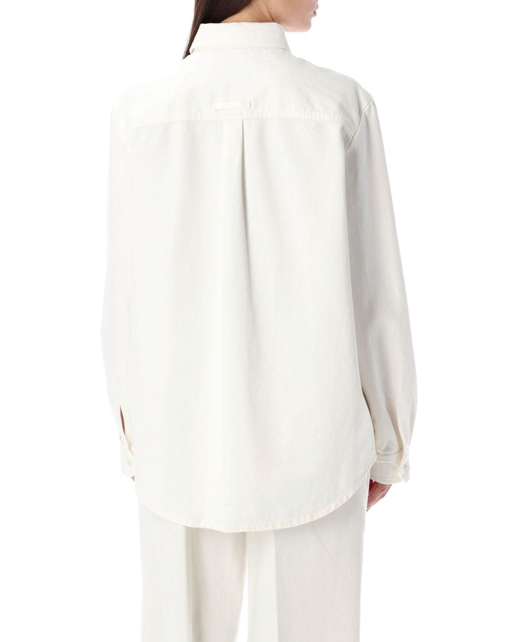 A.P.C. White Tina Long-Sleeved Denim Shirt
