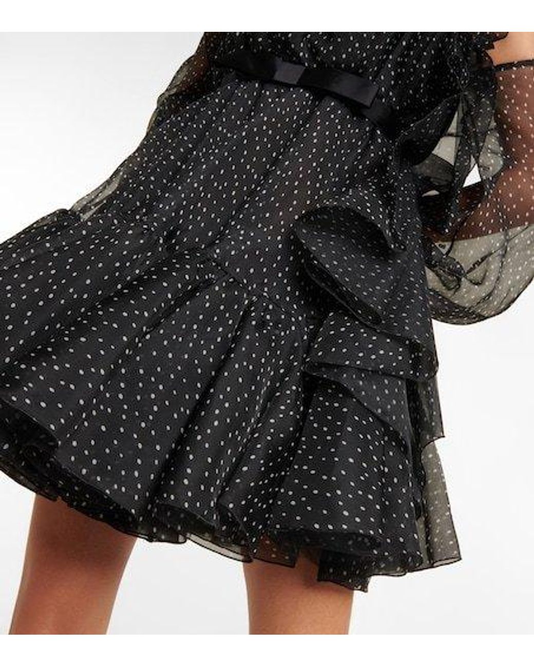 Giambattista Valli Black Polka-Dot Strapless Silk Mini Dress