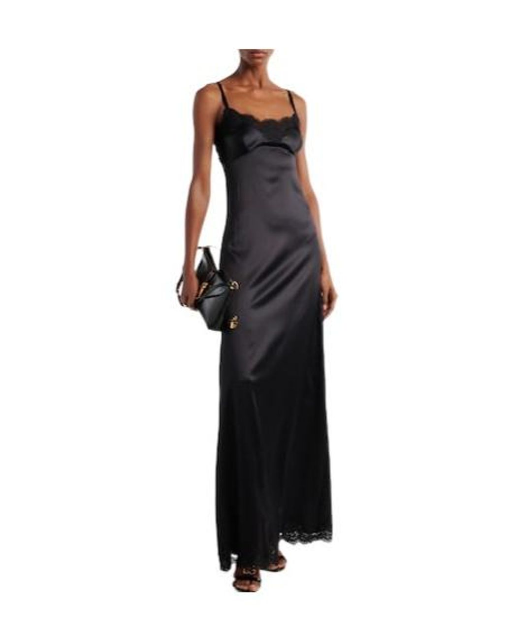 Dolce & Gabbana Black Lace-Trimmed Silk And Cotton-Blend Gown