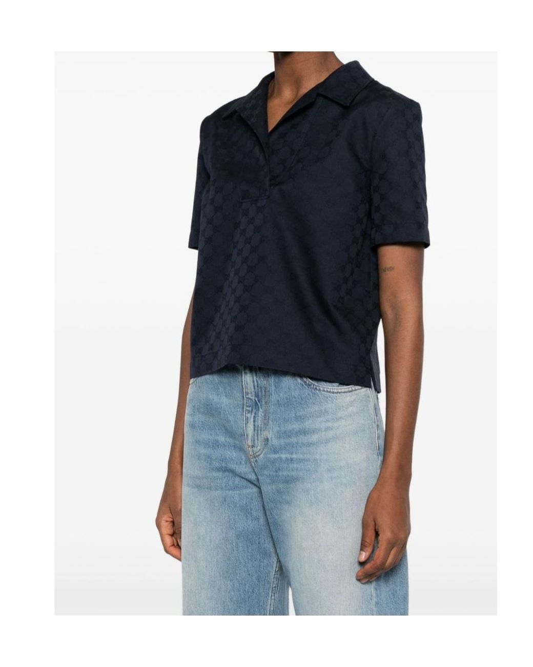 Gucci Blue Gg Short-Sleeved Polo Shirt
