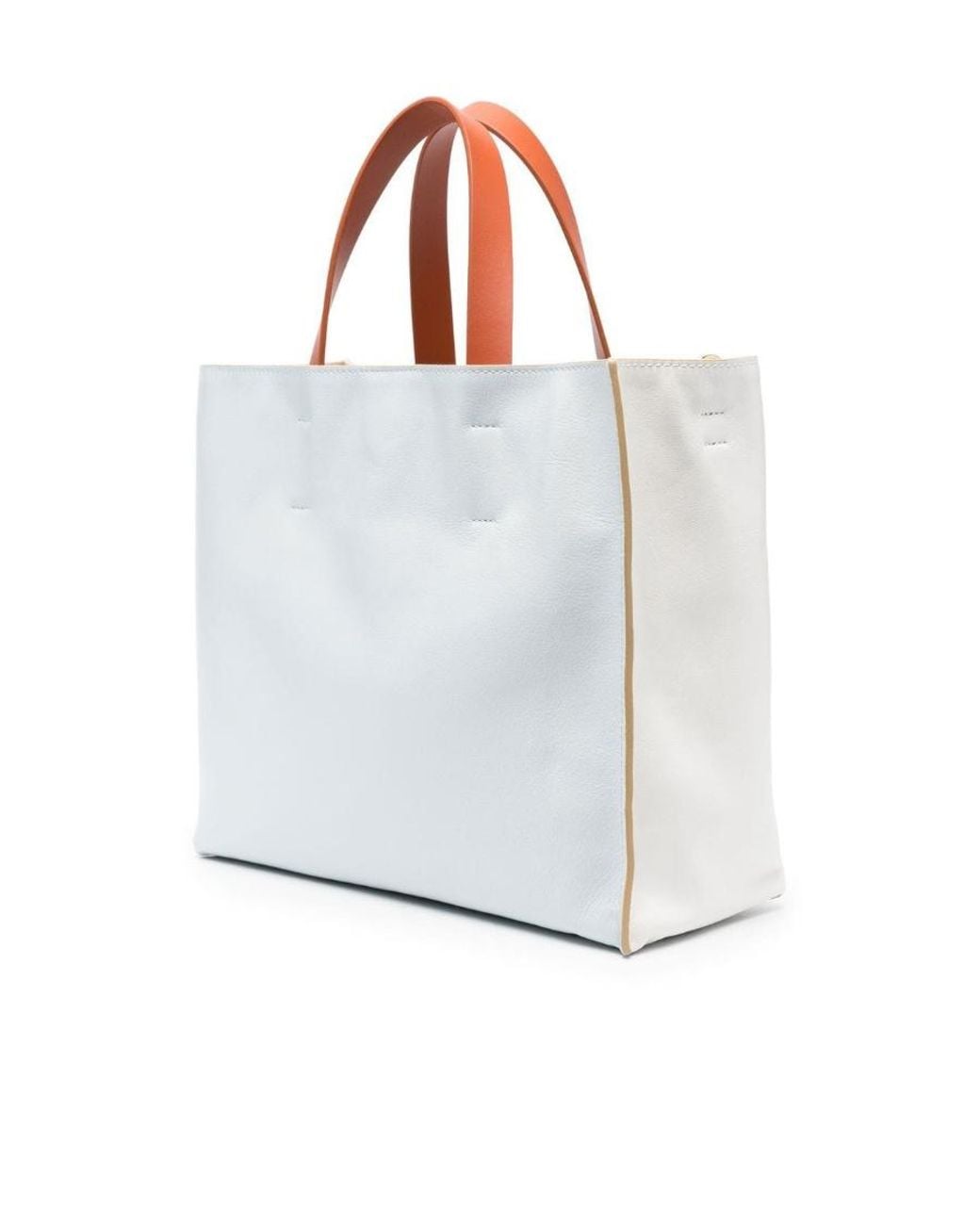 Marni White Logo Print Leather Shoulder Bag