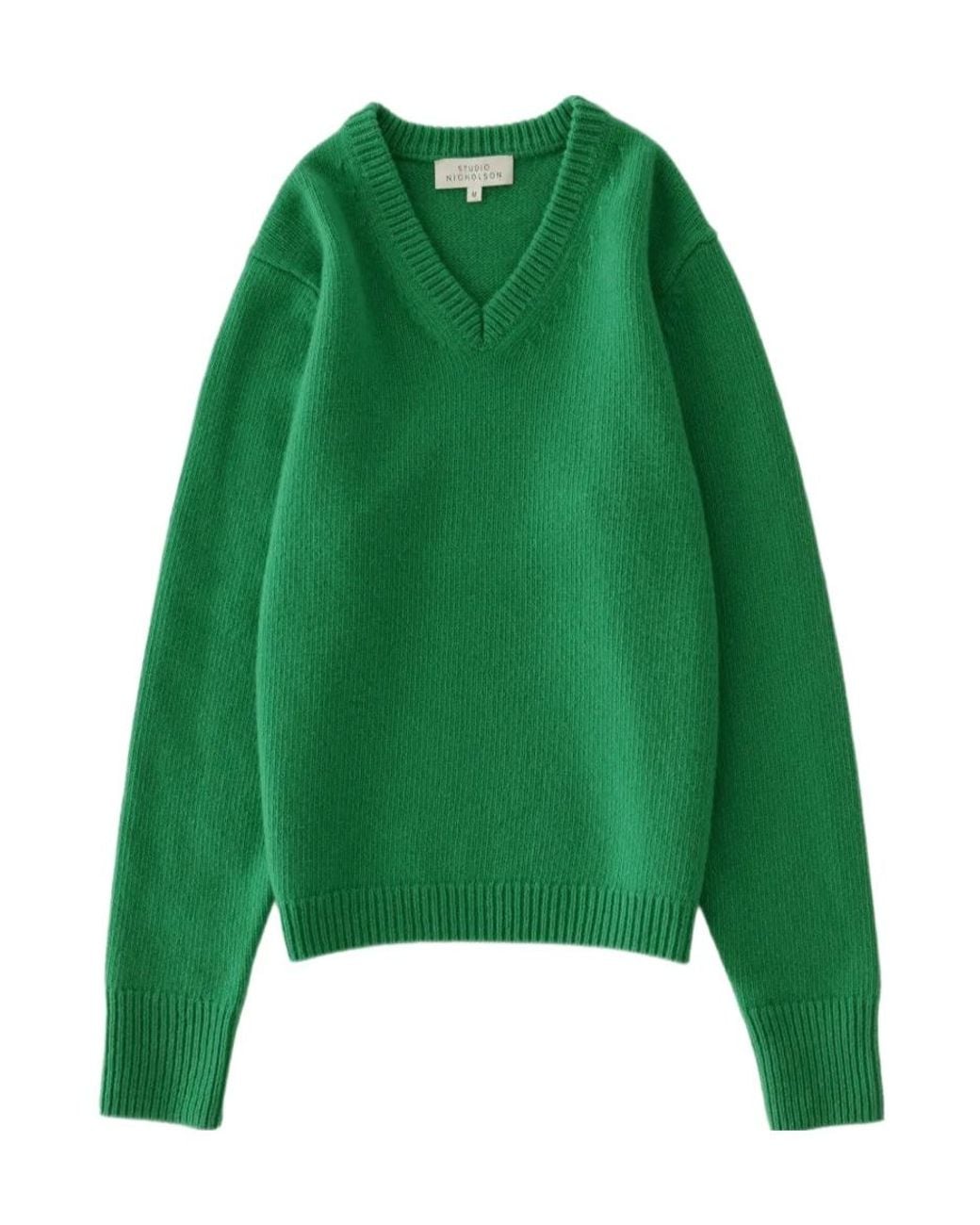 Studio Nicholson Green Miska V-Neck Sweater for men