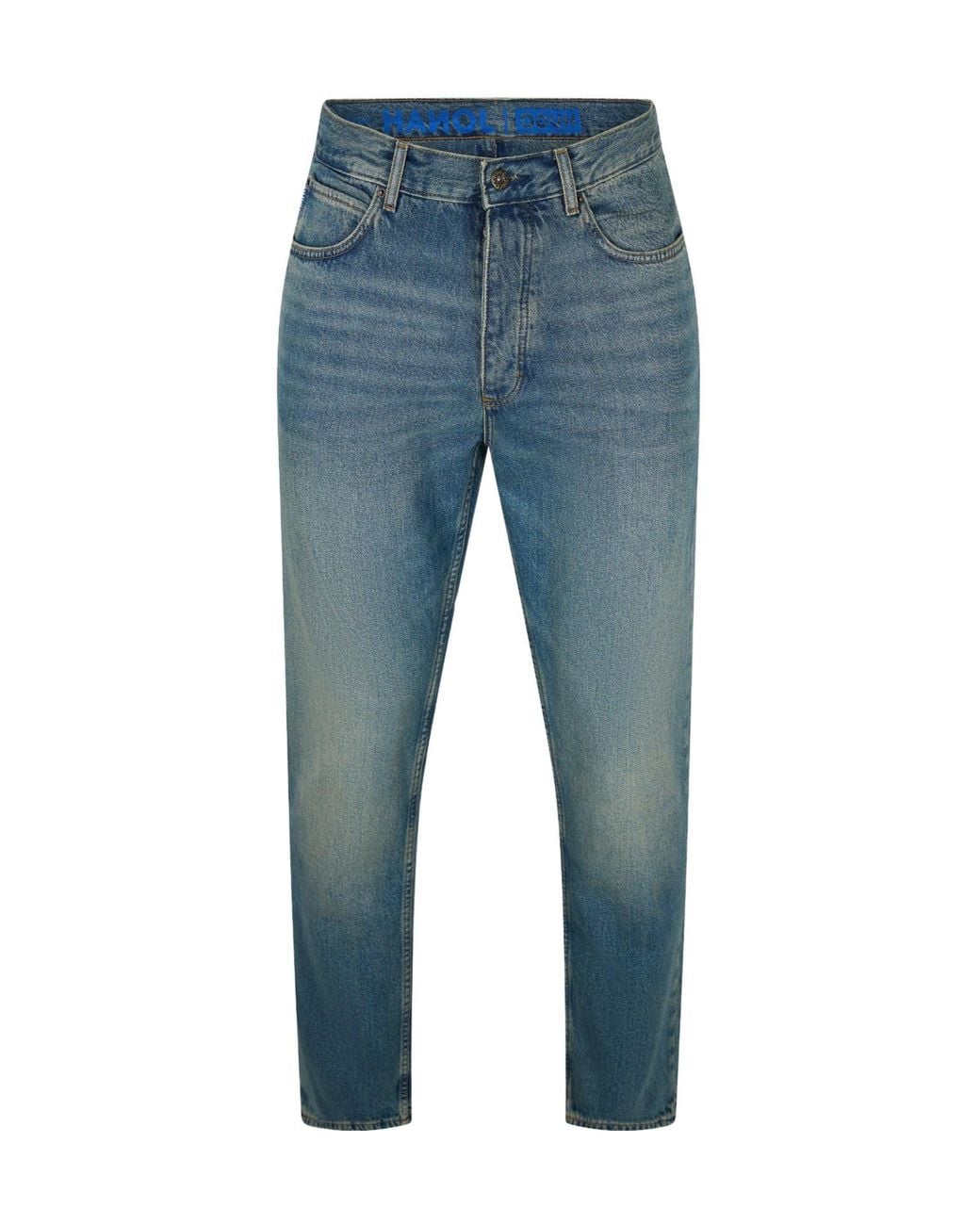 Boss Blue Washed Tapered Jeans for men