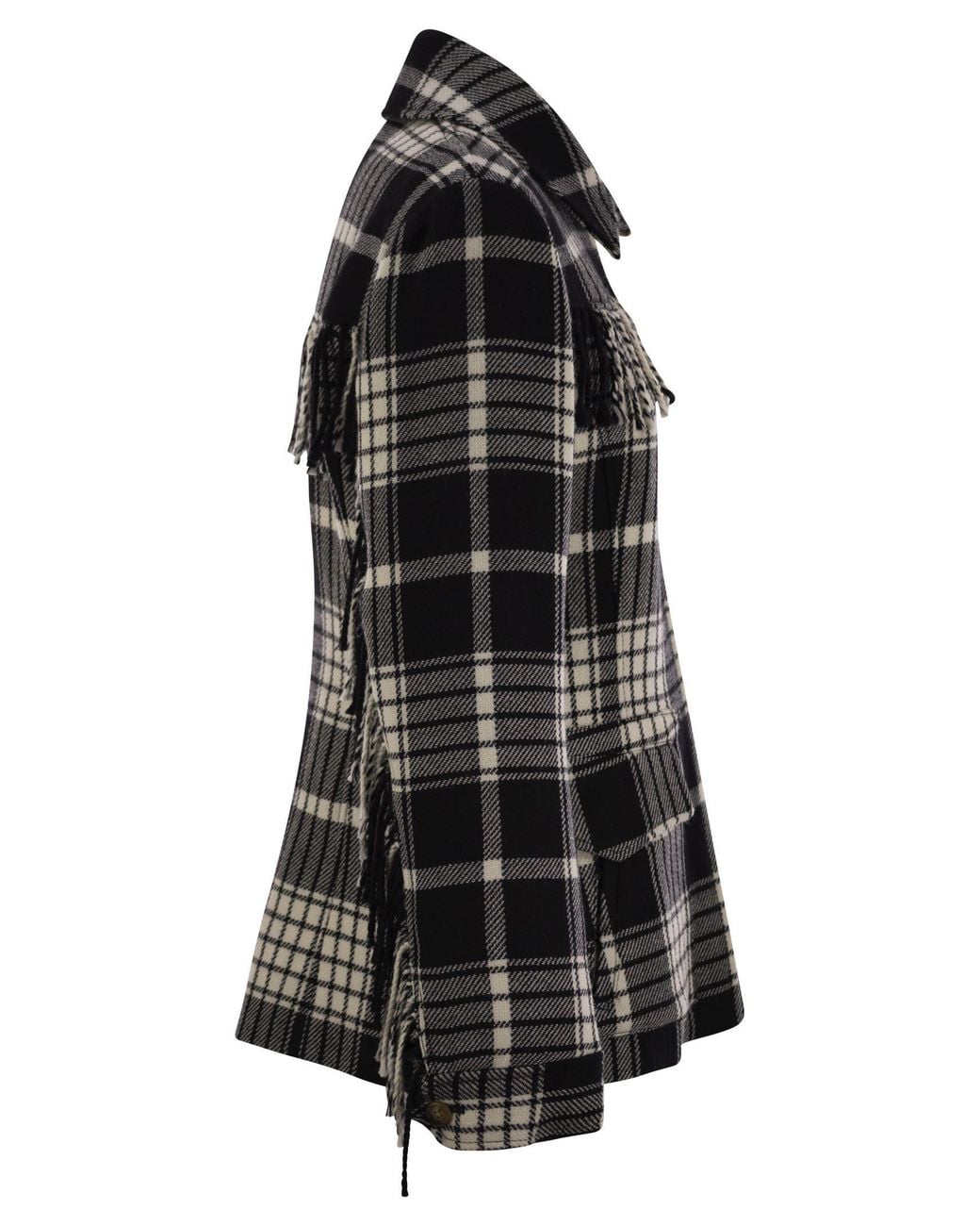 Polo Ralph Lauren Black Plaid Fringe-Trim Jacket