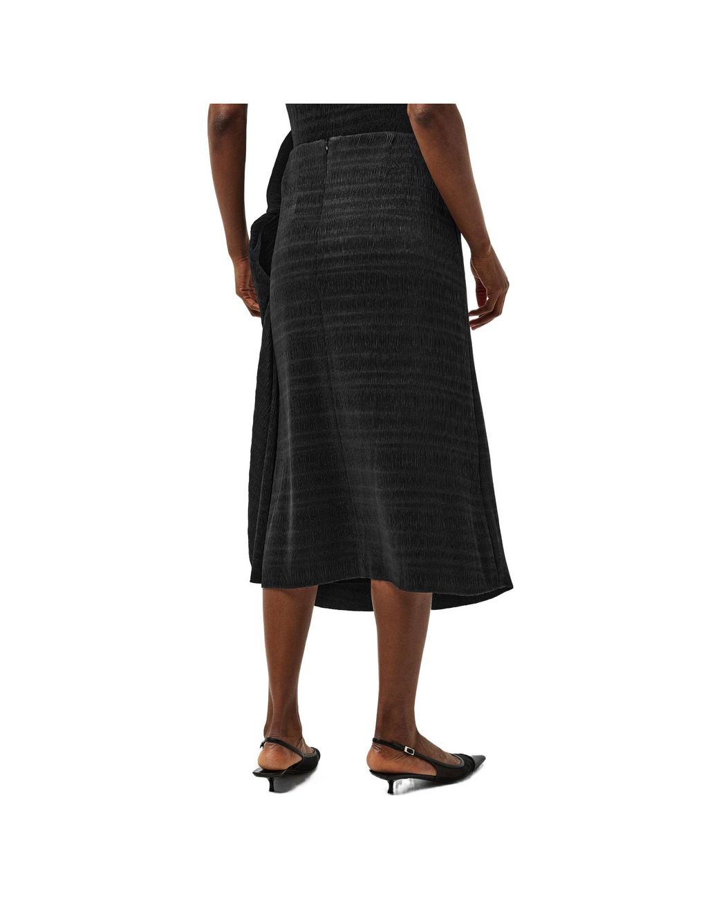 Magda Butrym Black Textured Fringe Midi Skirt