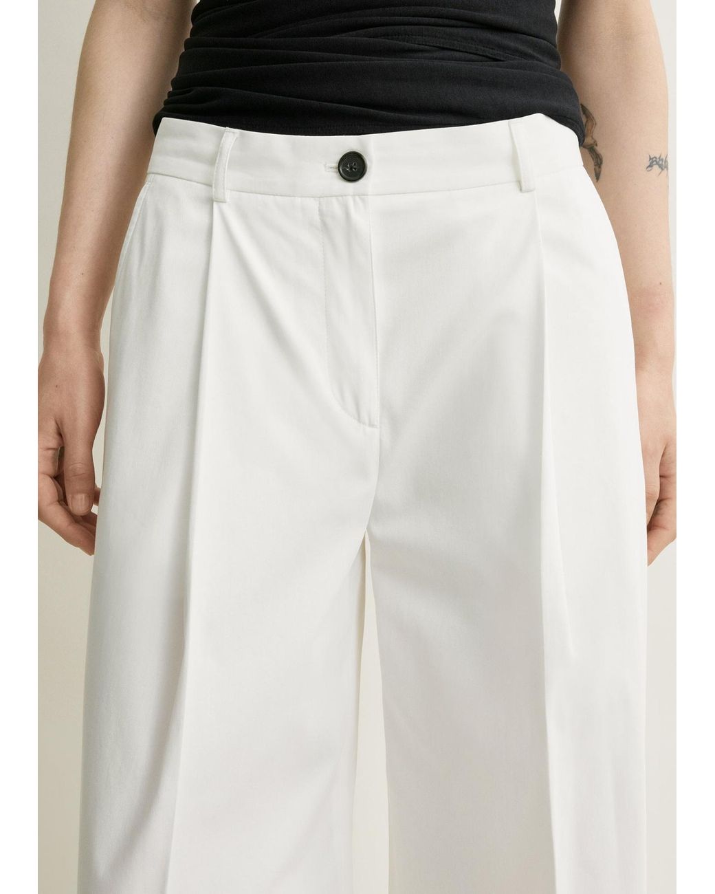Totême White Totême Single Pleat Trousers