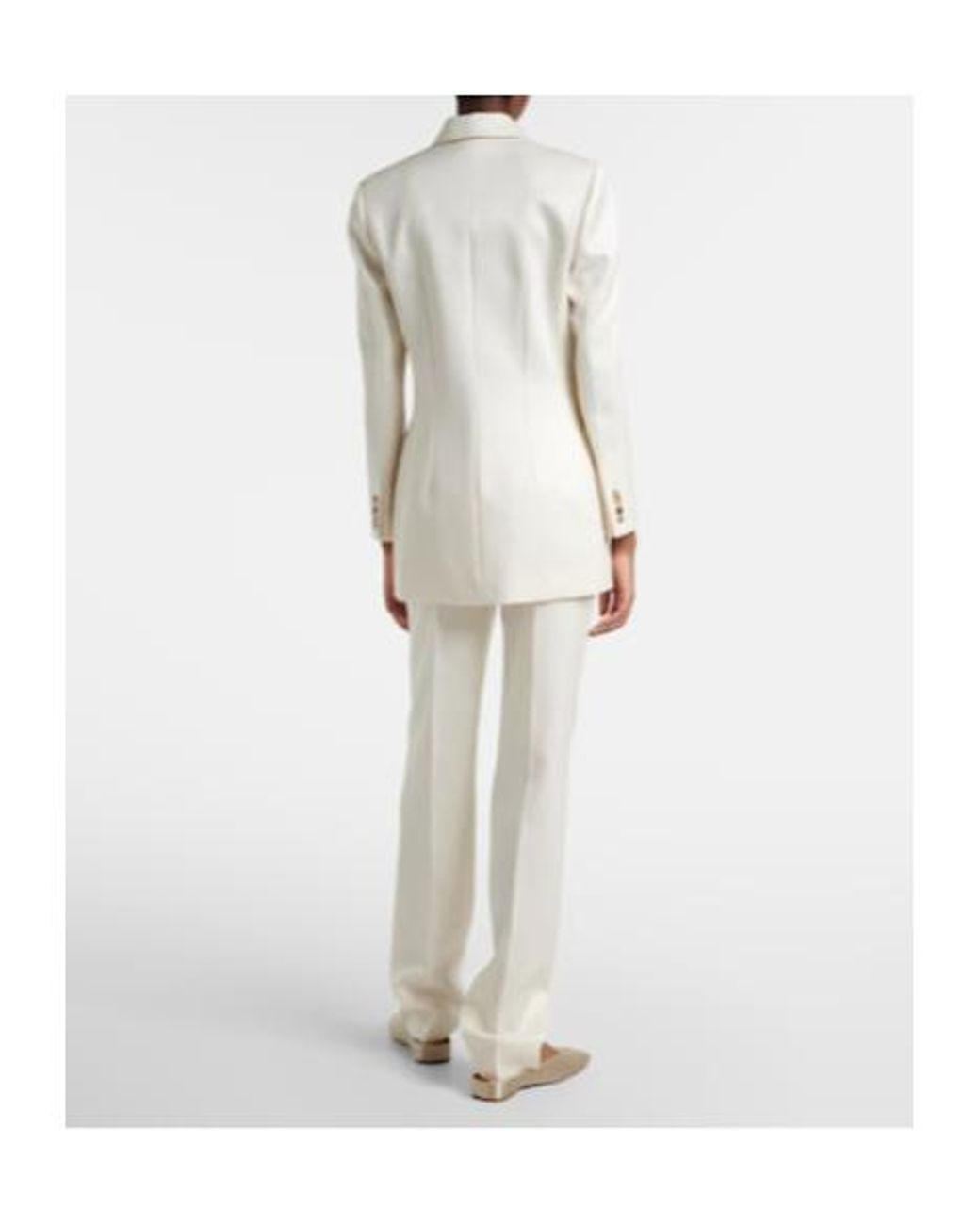 Calvin Klein White Lucia High-Rise Wool And Silk Slim Pants