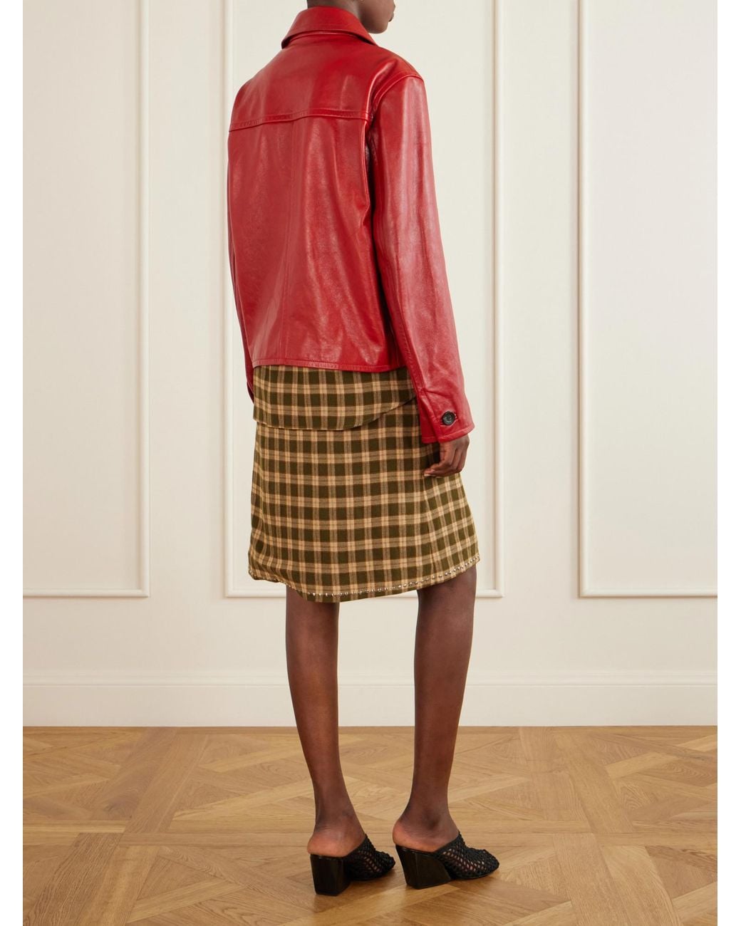 Wales Bonner Red Leather Biker Jacket