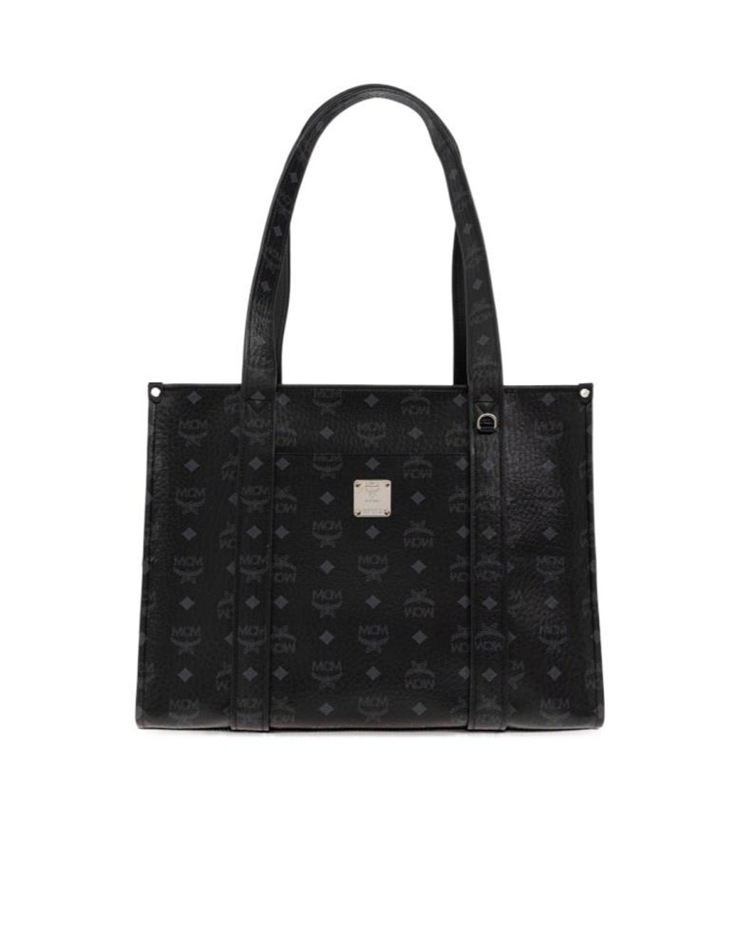 MCM Black Aren Monogram Large Tote Bag
