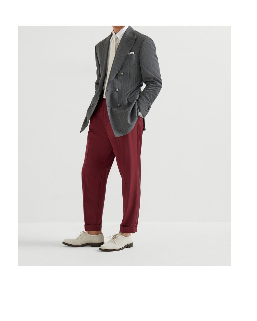Brunello Cucinelli Blue Striped Pattern Virgin Wool Fresco One-And-A-Half Breasted Tailor Blazer With Metal Buttons for men