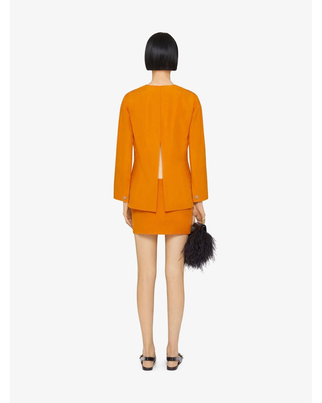 Givenchy Orange 4G Liquid Metal Button Shirt