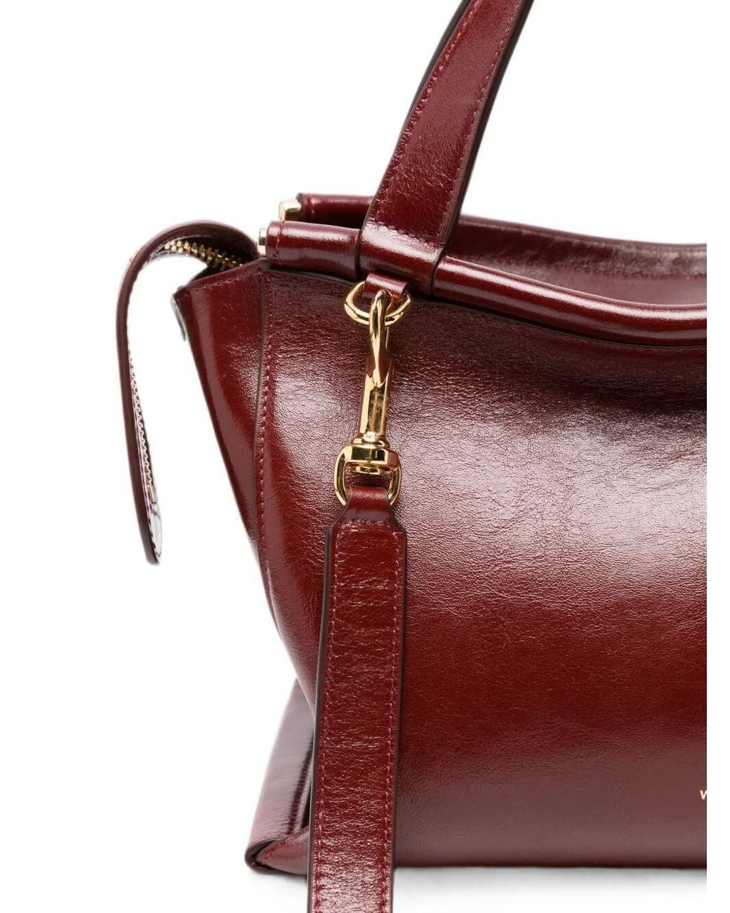 Wandler Brown Patent-Finish Leather Tote Bag