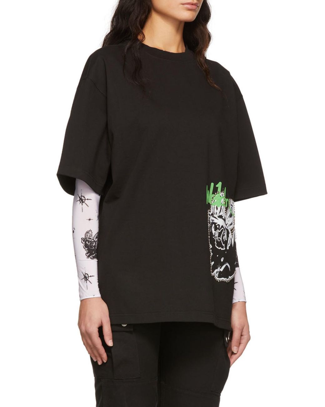 we11done Black Logo-Print Cotton T-Shirt for men