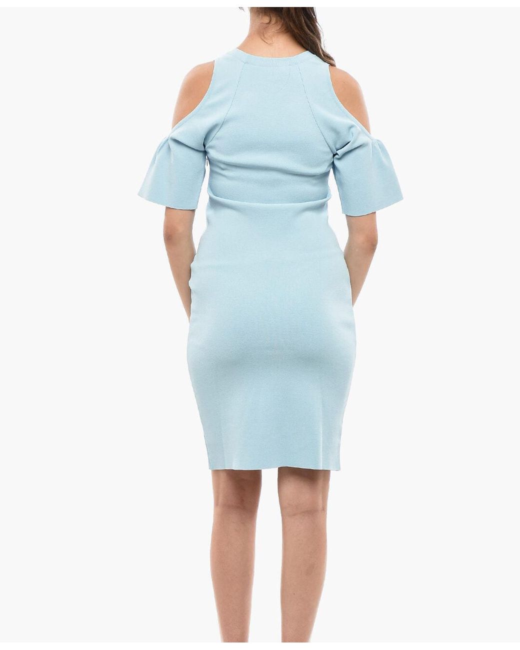Stella McCartney Blue Fitted Cold-Shoulder Dress