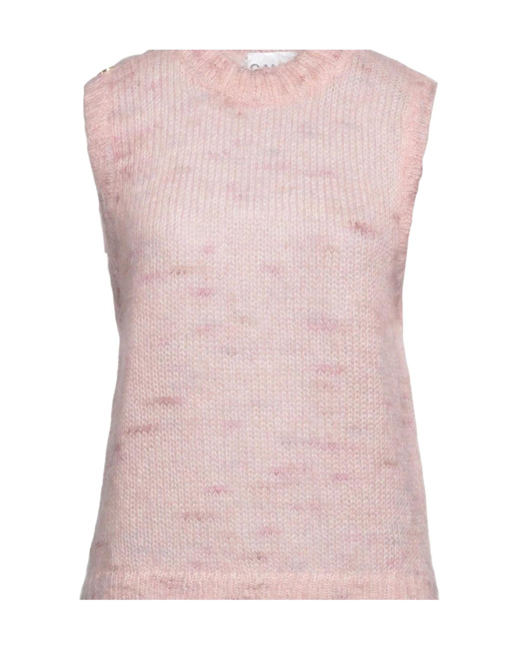 Ganni Pink Fashion Solid Color Sleeveless Knit Tank Top