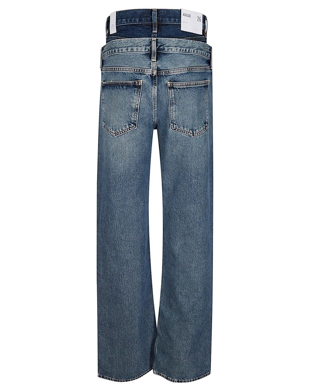Agolde Blue Elson Double-Waisted Jeans