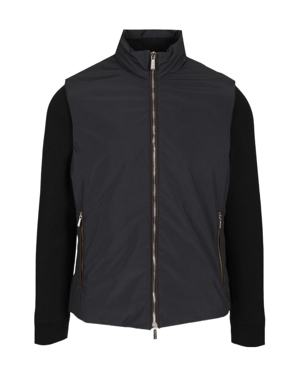 Moorer Black Evan H Stp Zip-Up High Neck Jacket for men