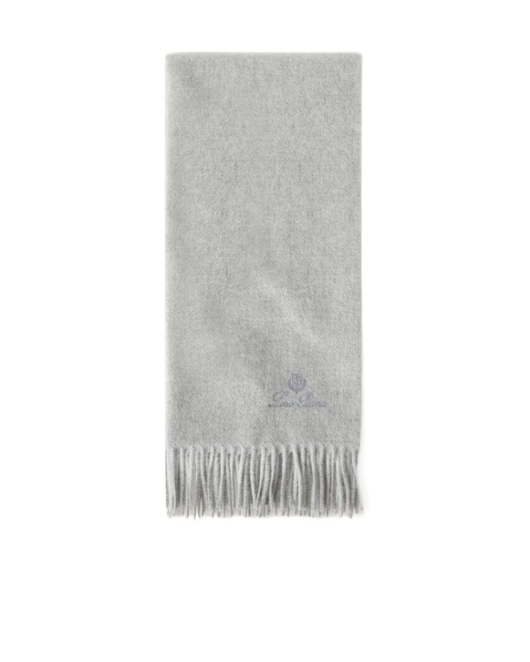 Loro Piana Gray Grande Unita Fringed-Edge Scarf for men