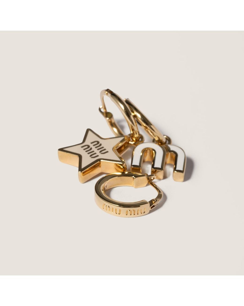 Miu Miu White Set Of Enameled Metal Earrings