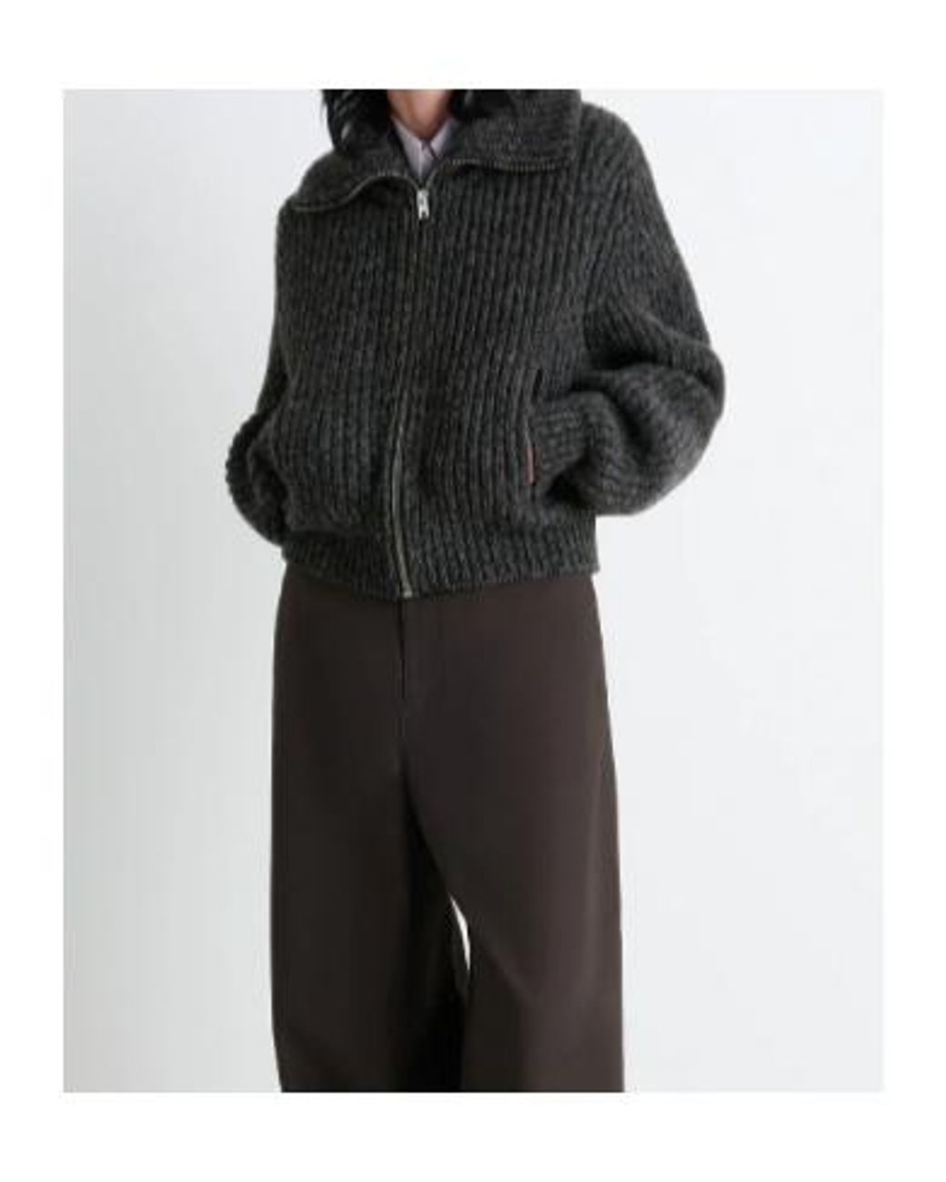 Lemaire Black Zip-Up Knitted Cardigan