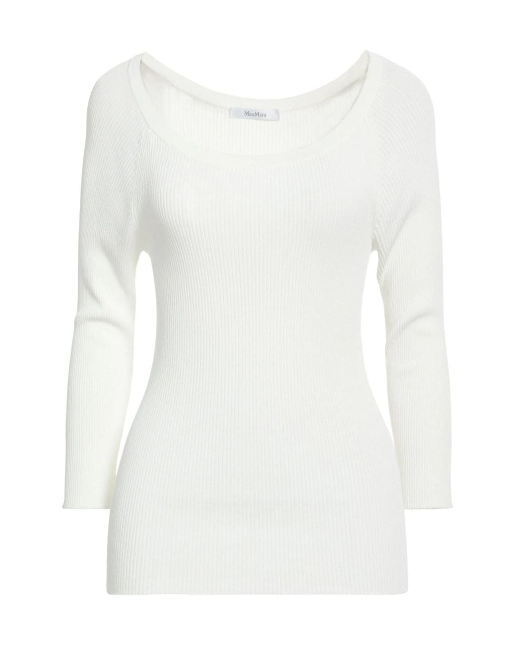 Max Mara White Solid Color Lightweight Knit Sweater