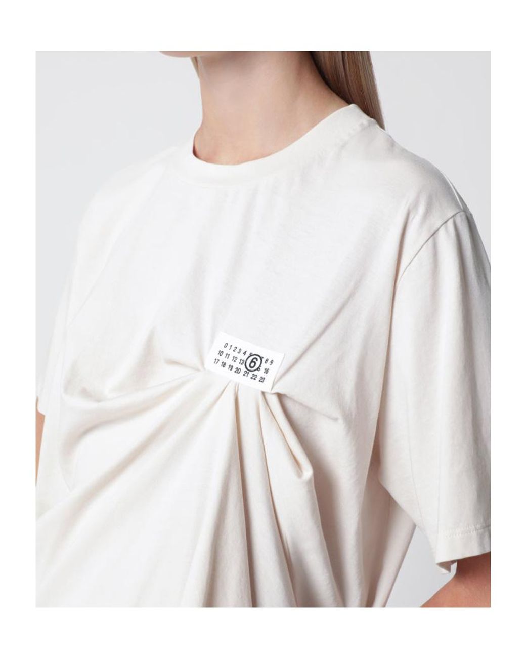 MM6 by Maison Margiela White Draped Logo T-Shirt