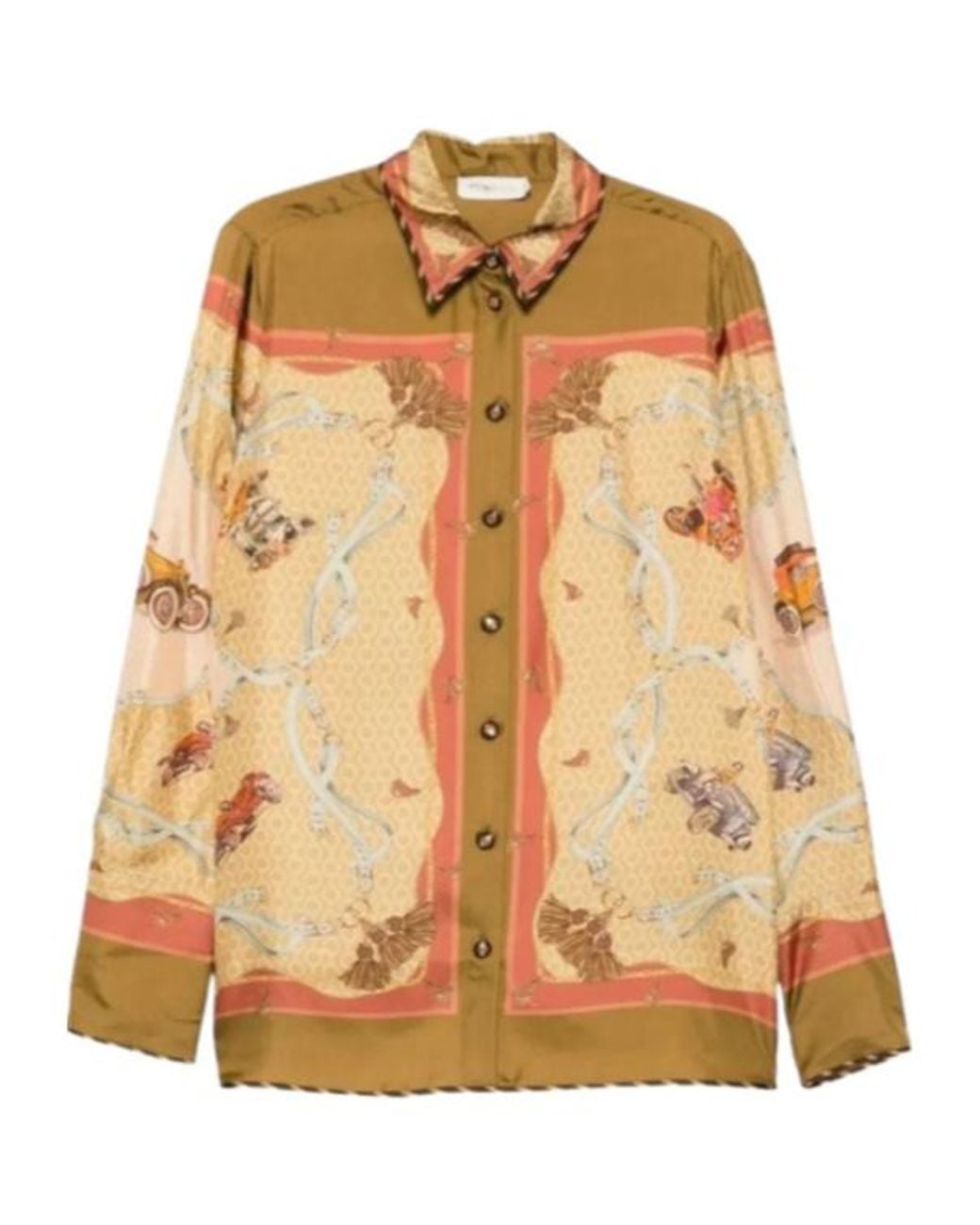 Zimmermann Metallic Valiant Scarf-Print Silk Shirt