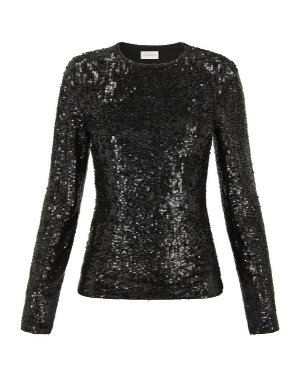 P.A.R.O.S.H. Black Sequin Long-Sleeve Blouse