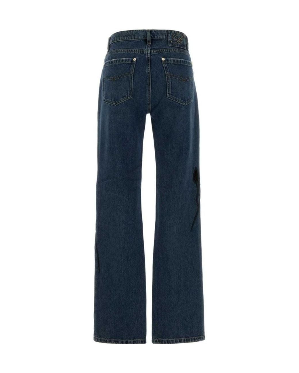 Blumarine Blue Embroidered Straight-Leg Jeans