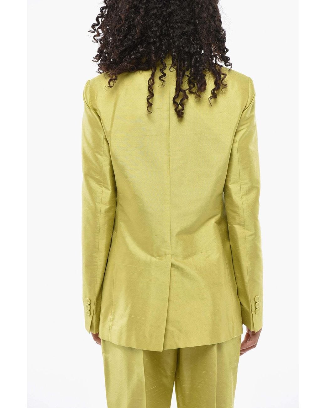 Max Mara Yellow Veranda Covered-Button Blazer