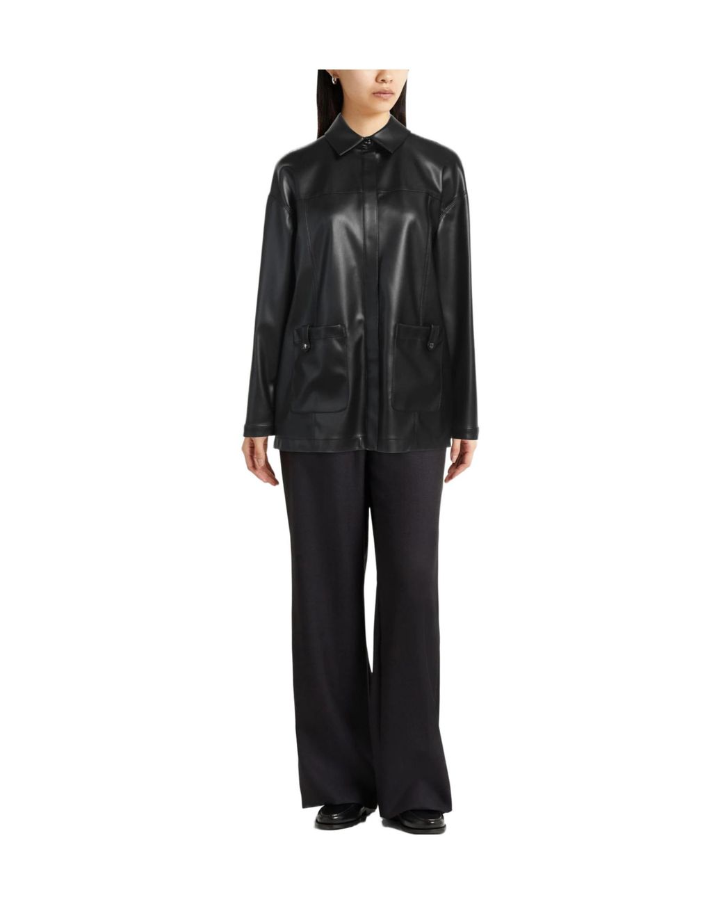 Max Mara Black Solid-Color Shirt Jacket
