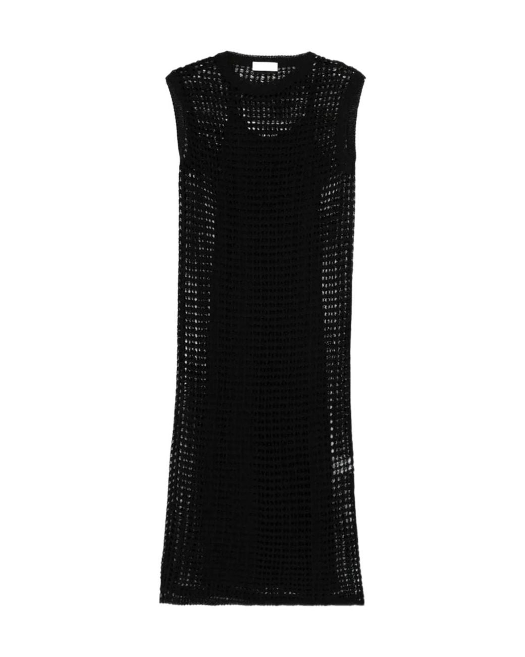 Roberto Collina Black Mesh-Knit Midi Dress