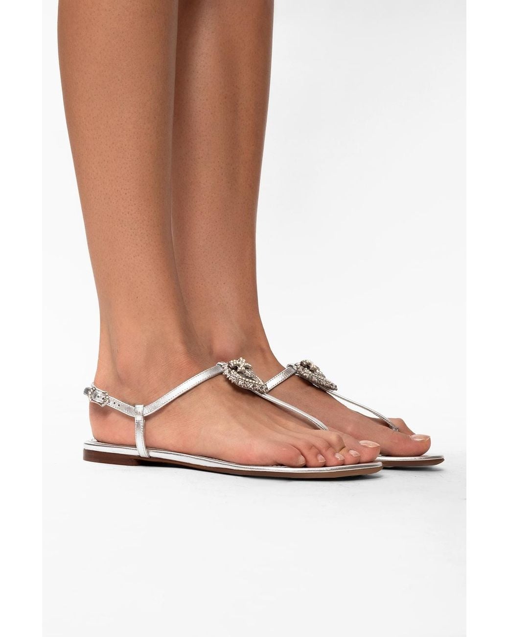 Dolce & Gabbana White Metallic Strap Sandals