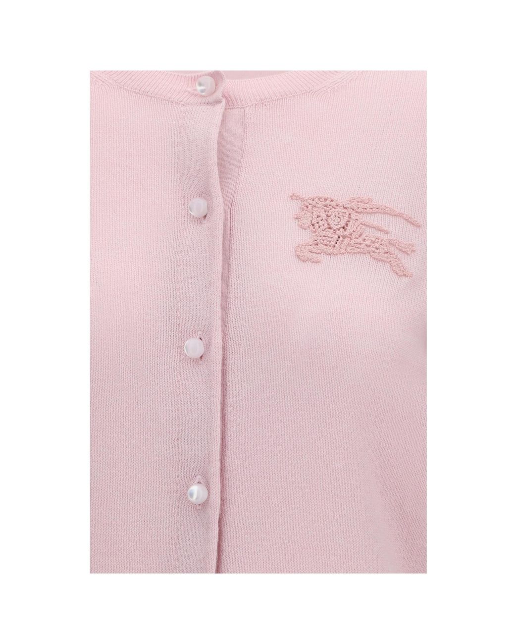 Burberry Pink Ekd Crewneck Buttoned Cardigan